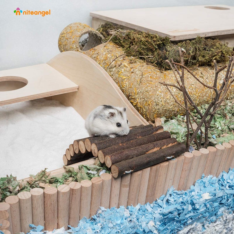 Niteangel Wooden Ladder Bridge, Hamster Mouse Rat Rodents Toy, Small Animal Chew Toy - Image 2